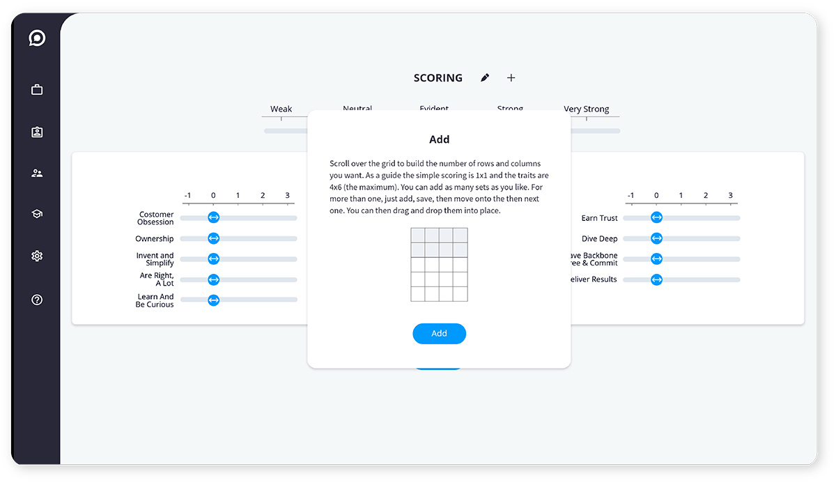 dashboard for building candidate assessments