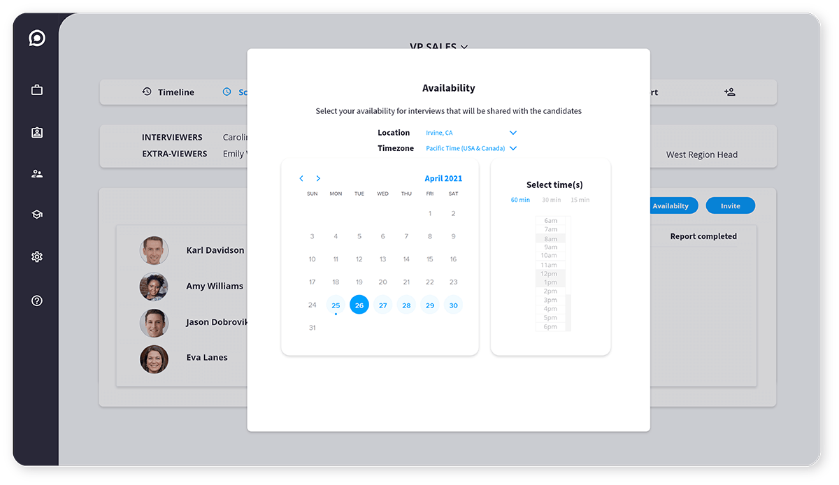 Automated interview scheduling interface